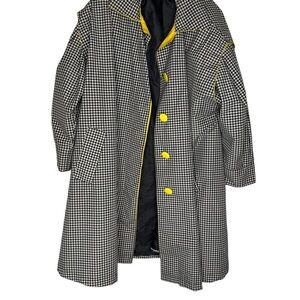 ✨ Vintage Ilie Wacs Black White Gingham Coat Women’s 10 Yellow Accents ✨